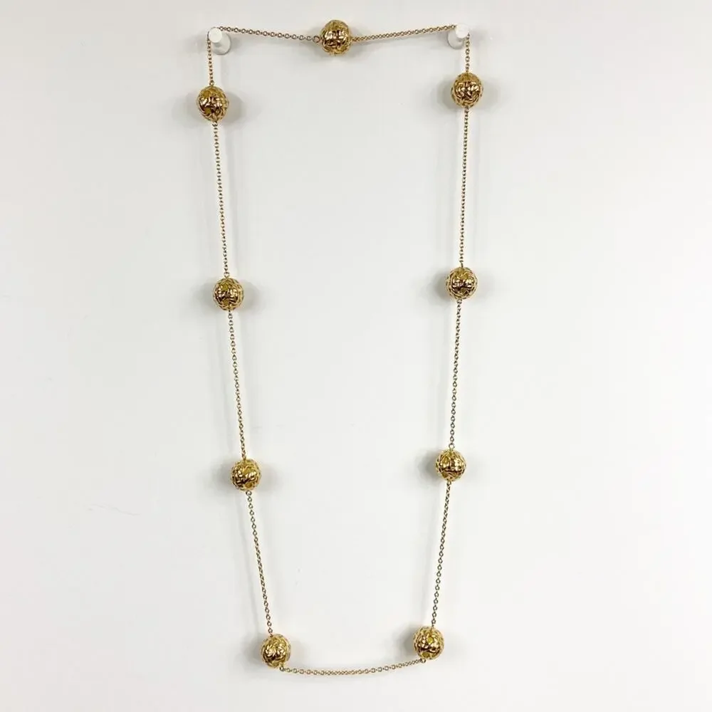 Gold Tone Endless Necklace With Large Beads